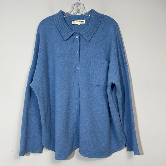 Madewell × DONNI Re(sourced) Cashmere Merino Shirt Jacket Blue Shaket Size XXL - Picture 5 of 13